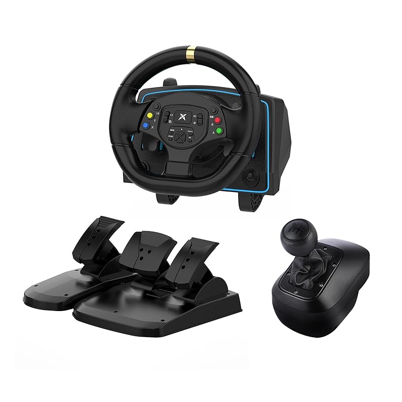 NBCP 1080 Grad Xbox Lenkrad, Lenkrad Xbox one,Rennrad mit Pedalen Kupplung und Shifter Sim Driving Racing Wheel für Xbox One/Xbox Series X|S/ PS4/ PS3/ PC/Switch